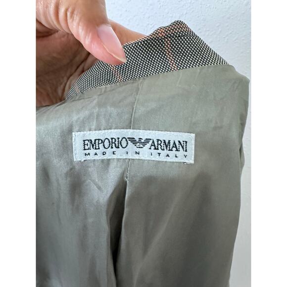 Emporio Armani Vintage Plaid Wool Blend Blazer Made in Italy Size 42 - Picture 9 of 11